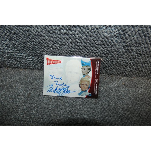 551 - A rare Twin Thunderbirds autograph card signed by David Graham/Gordon Tracy & Matt Zimmerman/Alan Tr... 