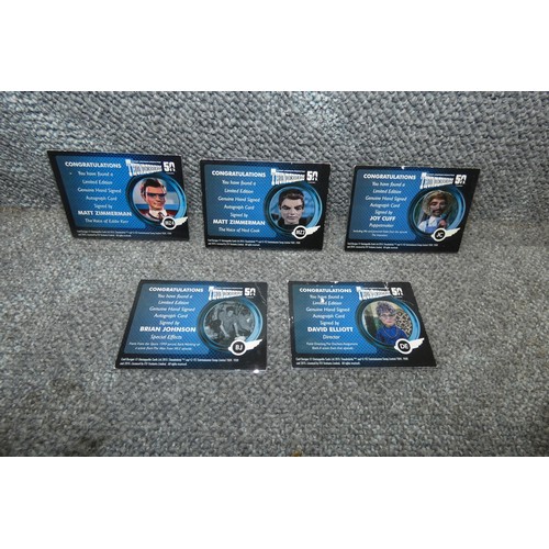 556 - 5 x rare Gerry Anderson/Thunderbirds autograph cards, please see pictures for more details