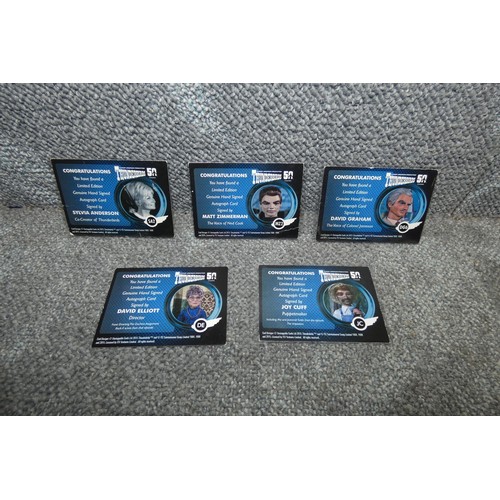 558 - 5 x rare Gerry Anderson/Thunderbirds autograph cards, please see pictures for more details