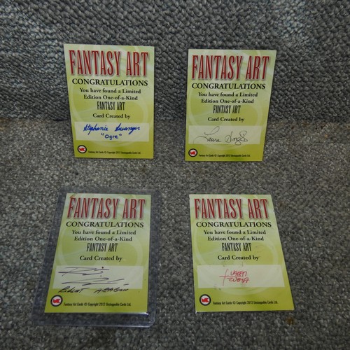 662 - 4 x rare Fantasy art trading Sketch cards, please see pictures for more details