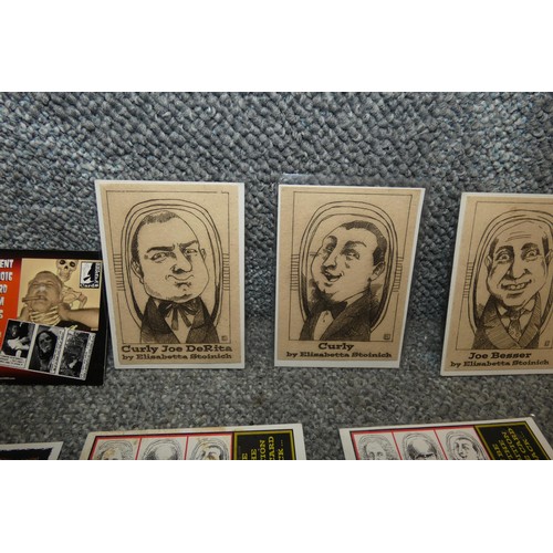 666 - 4 x rare limited edition numbered and signed Three Stooges Etching trading cards, Larry, Curly x 2 &... 