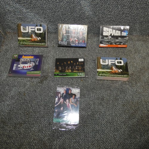 673 - 5 x Gerry Anderson trading card decks, Stingray, UFO, Space 1999, Lost Worlds & 2 promo packs of CSI