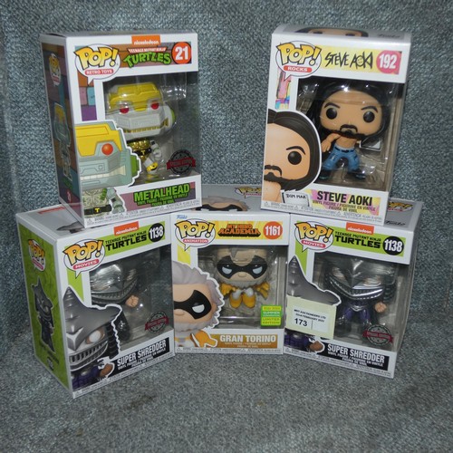 173 - 5 x various Funko Pop collectible figures inc Teenage Mutant Ninja Turtles, please see pictures for ... 