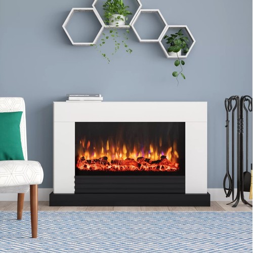 1026 - A Raby Suncrest electric heater with a white fire surround approx 121.5cm wide RRP £631. Tested Work... 