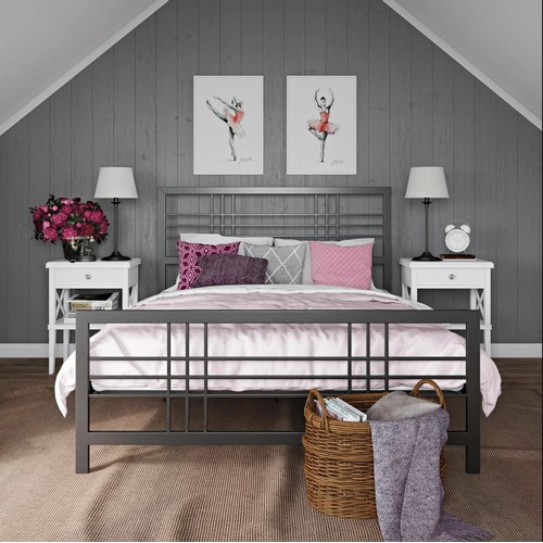 1116 - A Boghos metal bed frame approx 4ft 6inch wide RRP £189. Supplied in one box, requires assembly and ... 