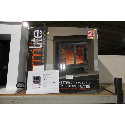 1022 - A Warmlite Rochester electric heater in the style of a wood burning stove approx 63.5cm w / 30.5cm d... 