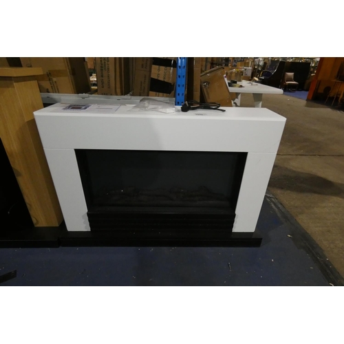 1026 - A Raby Suncrest electric heater with a white fire surround approx 121.5cm wide RRP £631. Tested Work... 