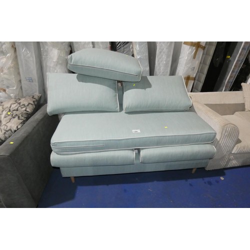 1386 - An upholstered sofa bed approx 145cm wide. Please note that this sofa bed is missing both the end / ... 