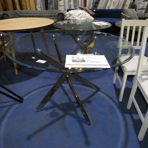 1406 - A Chowchilla circular glass topped dining table diameter approx 120cm RRP £300 —Built