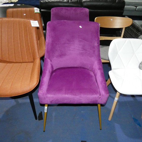 1410 - 2 x purple upholstered dining chairs