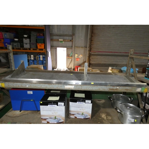 2037 - A commercial stainless steel catering type wall shelf approx 143cm