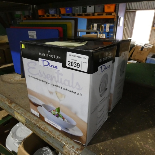 2039 - 2 x boxes each containing a 12 piece porcelain dining set by Dartington