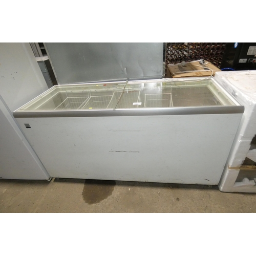 2128 - A large commercial display freezer by Derby type EK66 - trade. Tested Working