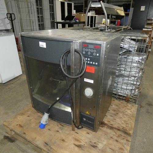 2183 - A commercial stainless steel rotisserie oven by Fri-jado type STG5-p fitted with a blue 240v industr... 