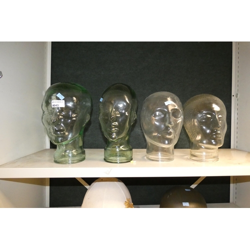 4043 - 4 vintage glass heads (one shelf)