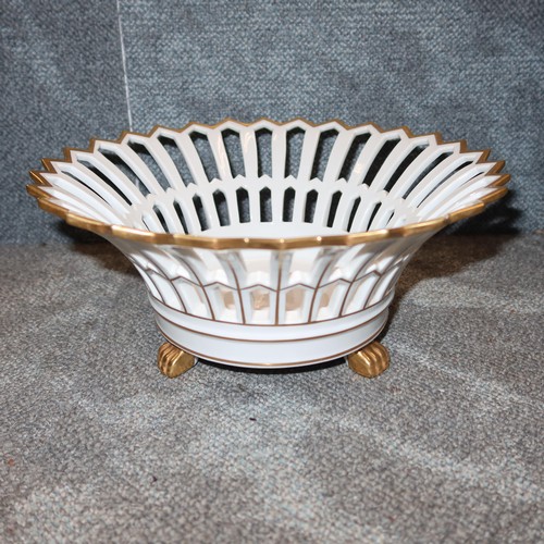 4033 - A white and gilt decorated ceramic fruit basket and a Spode 