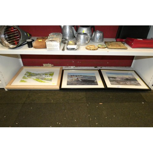 4020 - Three framed pictures (one shelf)