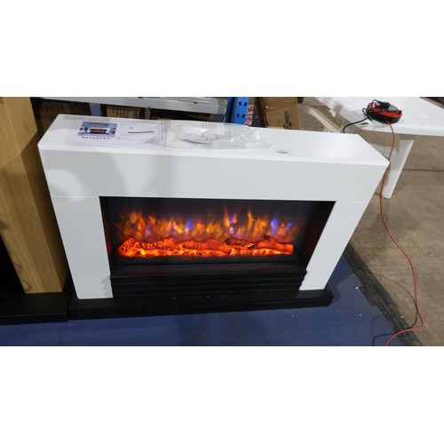 1026 - A Raby Suncrest electric heater with a white fire surround approx 121.5cm wide RRP £631. Tested Work... 