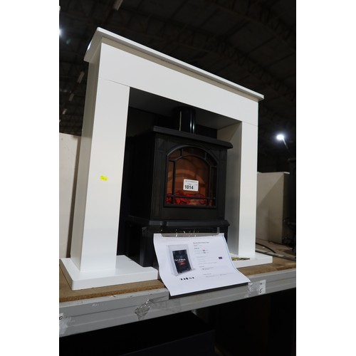 1014 - A Warmlite 78cm w electric heater in the style of a wood burning stove supplied with a white fire su... 