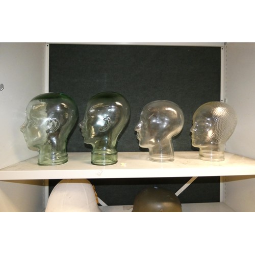 4043 - 4 vintage glass heads (one shelf)