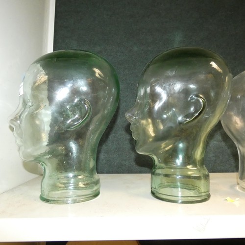 4043 - 4 vintage glass heads (one shelf)