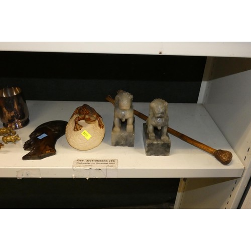 4055 - A quantity of various tribal carved hardwood figures and a quantity of miscellaneous other wooden an... 