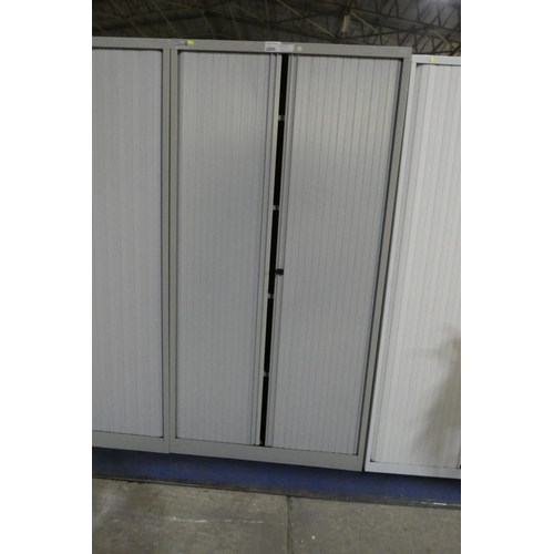 2265 - A Bisley tambour front metal cabinet approx 99 x 47 x 197cm high