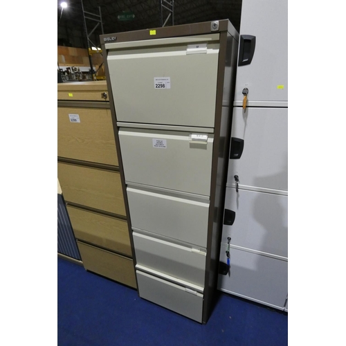 2298 - A metal 5 drawer filing cabinet