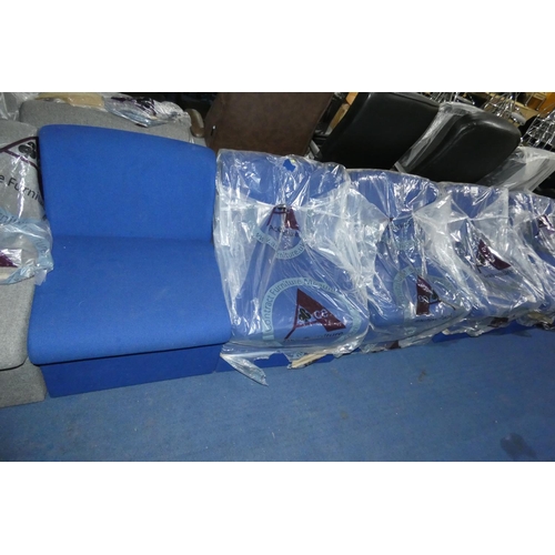 2304 - 4 x blue upholstered reception seats