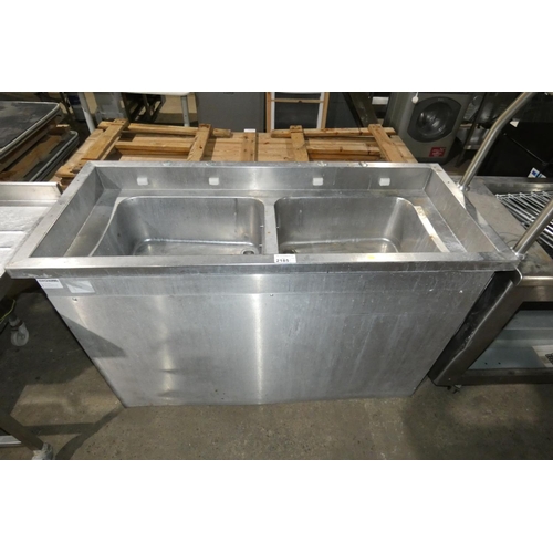 2185 - An enclosed twin deep bowl sink unit approx 152x66cm