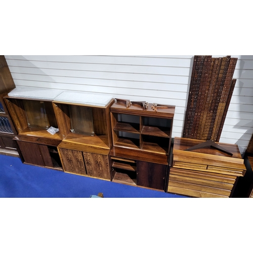 4306 - Mid Century Rosewood Modular Wall unit by Poul Cadovius (no back panels) comprising of 12 various up... 