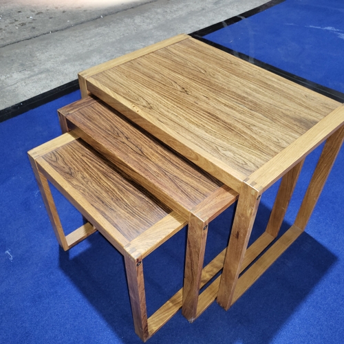 4308 - A set of three Danish Rosewood Nesting Coffee tables by Vi-Ma Mobler, Finger joint construction, Dim... 