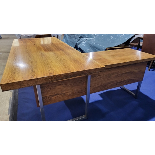 4309 - Vintage Gordon Russell Rosewood Veneered GR Series 1 Desk & return with Chrome Details from the Pres... 