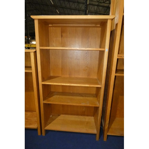 2335 - 1 x wooden open front shelf unit approx 75 x 33 x 145cm high