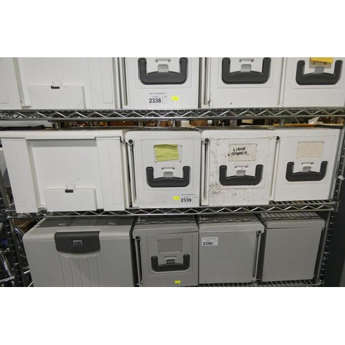 2339 - 5 x plastic lockable paperwork storage boxes by Hot Box (combination locks)