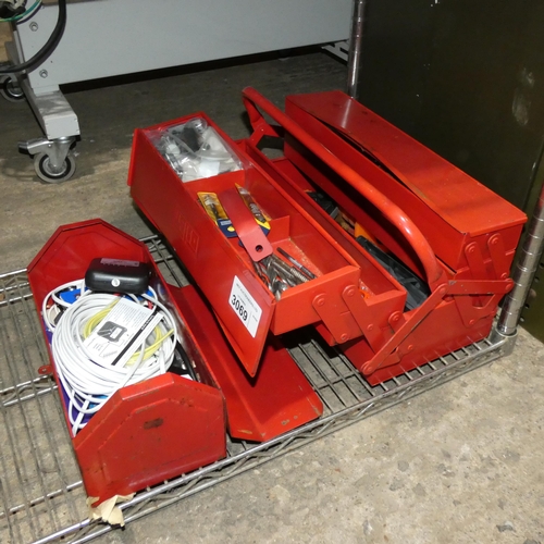 3069 - 2 x red metal tool boxes and contents. Not practical to list in detail so please view or see photogr... 