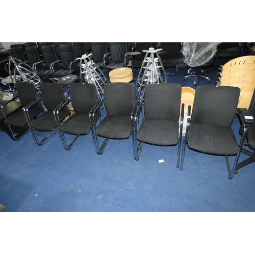 2361 - 6 x black upholstered cantilever metal framed chairs by Konig and Neurath