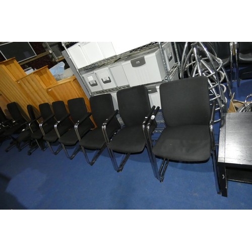 2363 - 6 x black upholstered cantilever metal framed chairs by Konig and Neurath