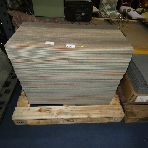 2386 - A quantity of approx 100 x large grey, white and orange striped carpet tiles by Shaw Ecologix each a... 