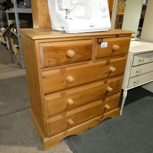 3131 - A pine chest of 2 short and 3 long drawers, approx 92 cm wide