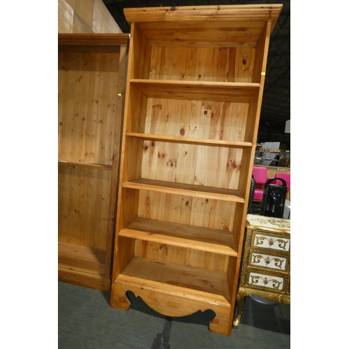 3174 - A pine open front bookcase approx 90cm wide / 193cm high