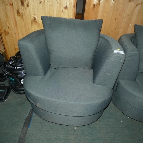 3186 - A grey upholstered swivelling tub chair