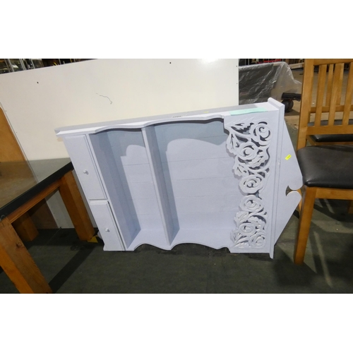 3209 - A light blue painted wall hung shelf unit