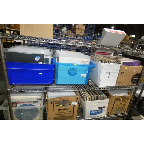 3224 - 4 boxes containing a quantity of various vinyl records. Contents of 1 shelf. Not practical to list i... 