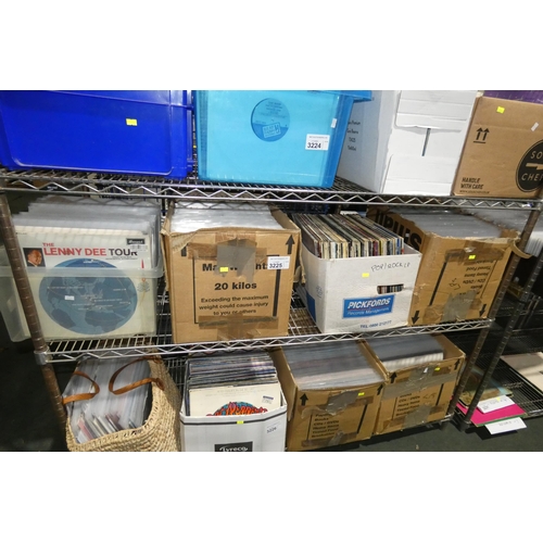 3225 - 4 boxes containing a quantity of various vinyl records. Contents of 1 shelf. Not practical to list i... 