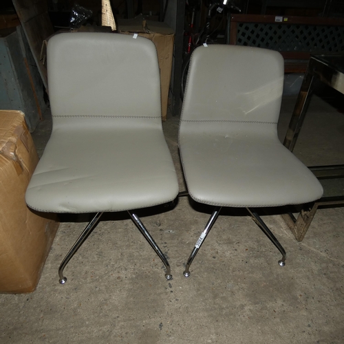 3094 - 2 grey upholstered swivelling / dining chairs