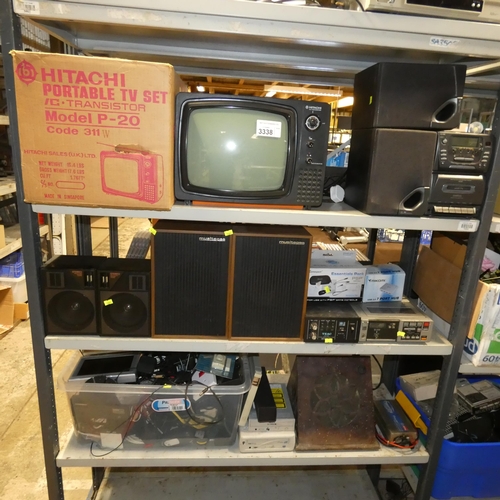 3338 - A quantity of various electronic related items including a portable TV, Teac noise reduction unit AN... 