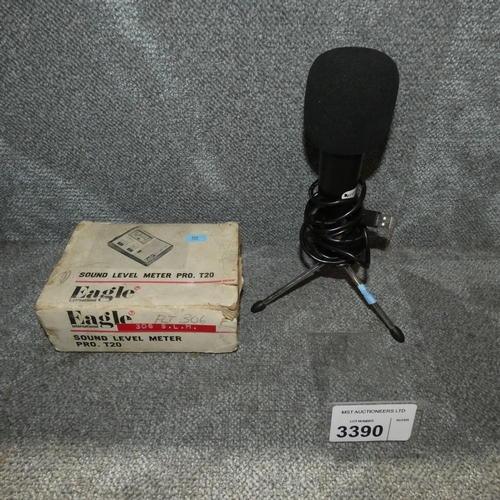 3390 - A Fifine usb condenser microphone with small tripod stand and an Eagle sound level meter Pro-t20 - t... 