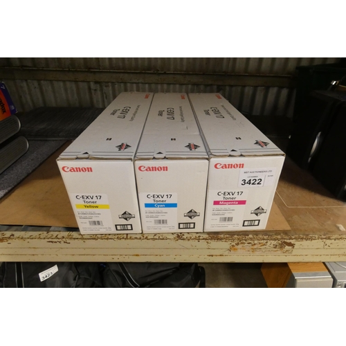 3422 - 3 x Canon toner cartridges, C-EXV-17 yellow, cyan & magenta, compatible with C4080i,C4580i,C5185i