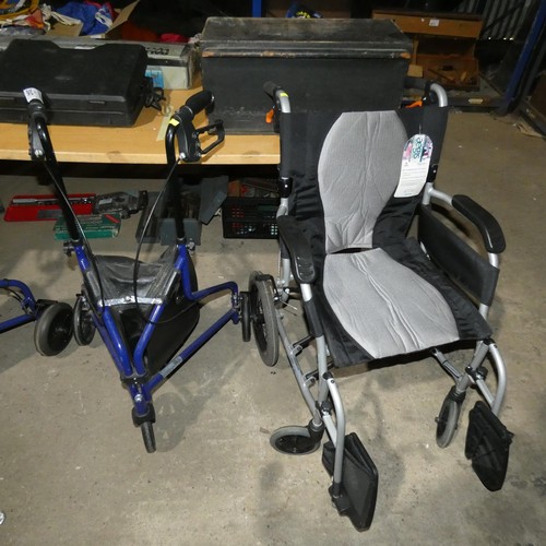 3047 - 1 folding wheel chair by Karma and 1 x walking aid